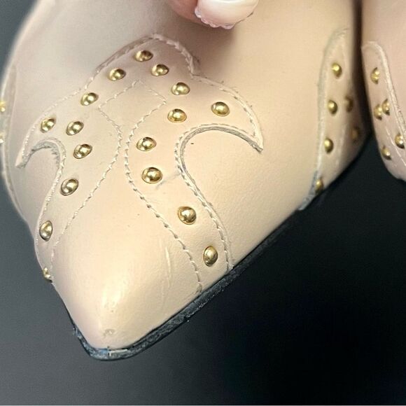 Just Cavalli Nude Low Heel Shoes with Gold Metal Studs - Picture 10 of 14